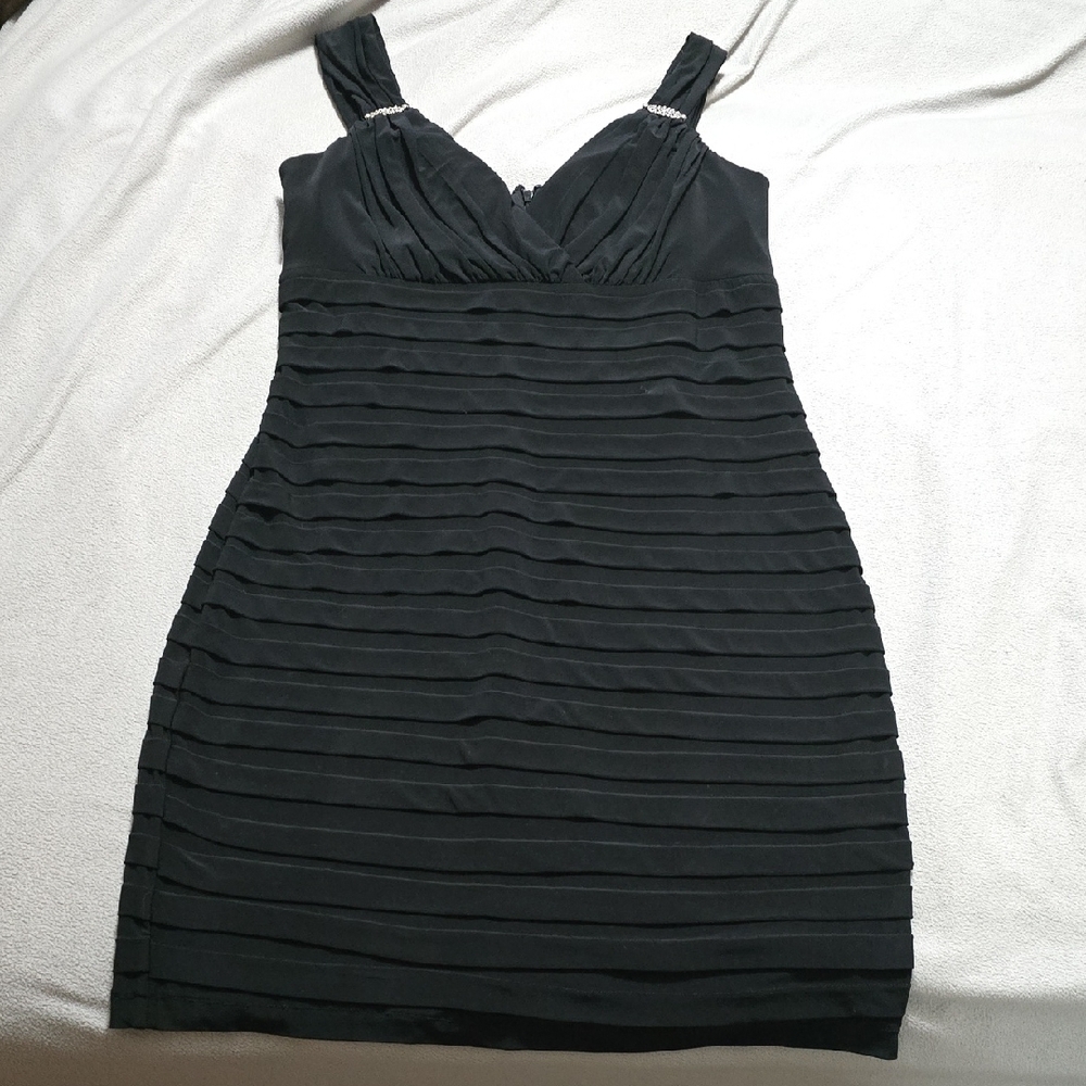 Scarlett Nite Black Textured Mini Dress